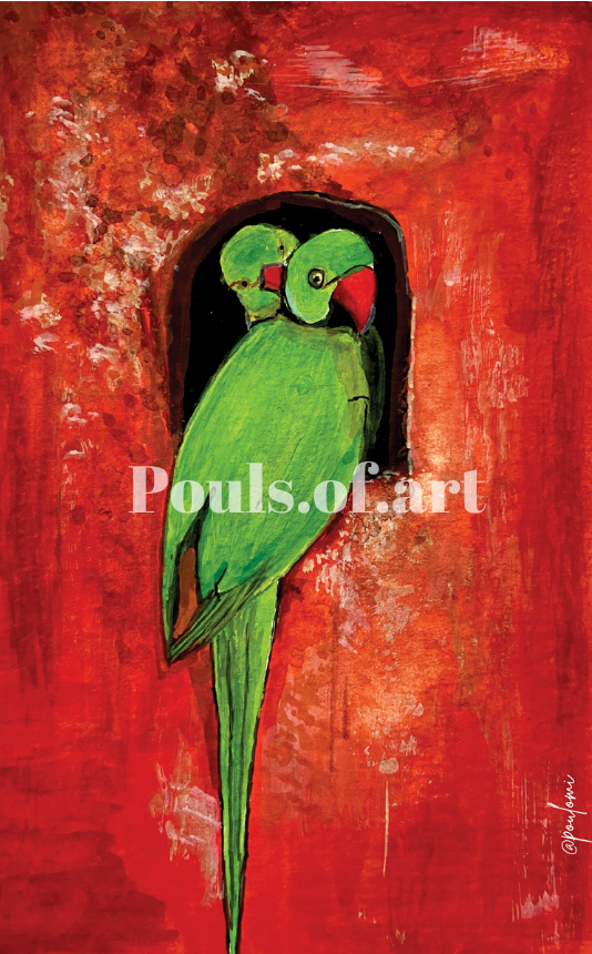 Diabolical parrots Art Print